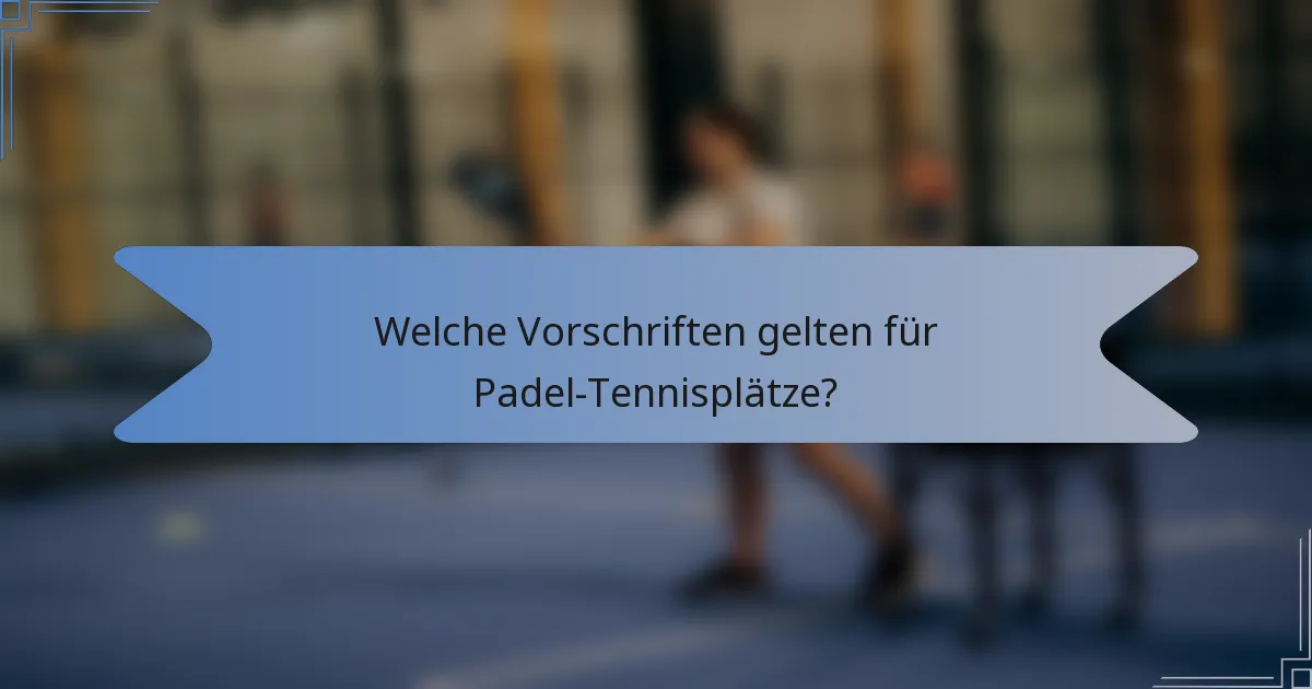 Welche Vorschriften gelten für Padel-Tennisplätze?