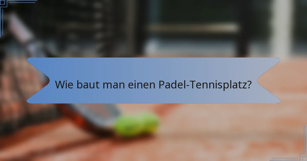 Wie baut man einen Padel-Tennisplatz?